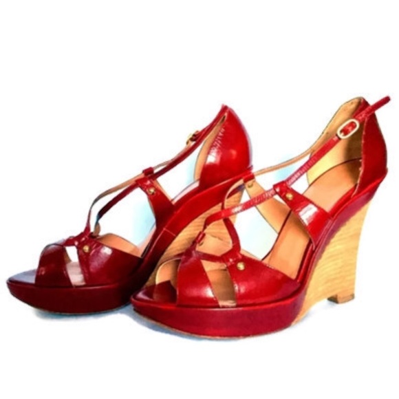 MaxMara 'Lara' Red Wedges Size 39 IT/9 US - Picture 4 of 8